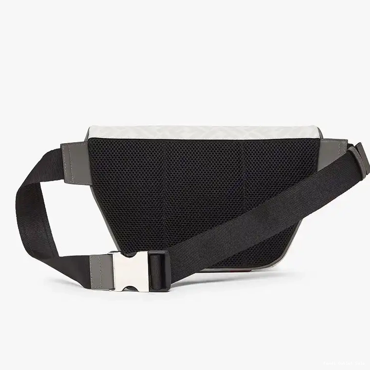 Cheap White Bag In Fendi Red FF Belt Fabric Motif 0609